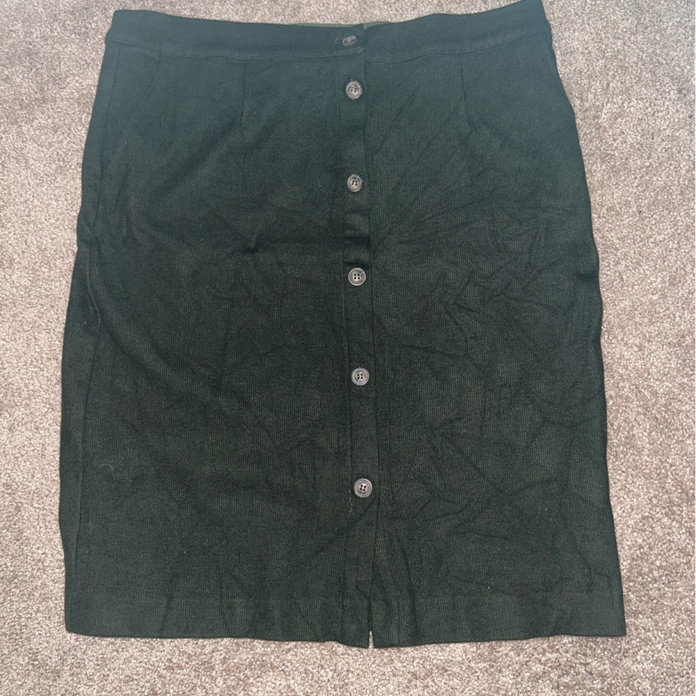 Skies are Blue:  Hunter Green Button-Down Skirt